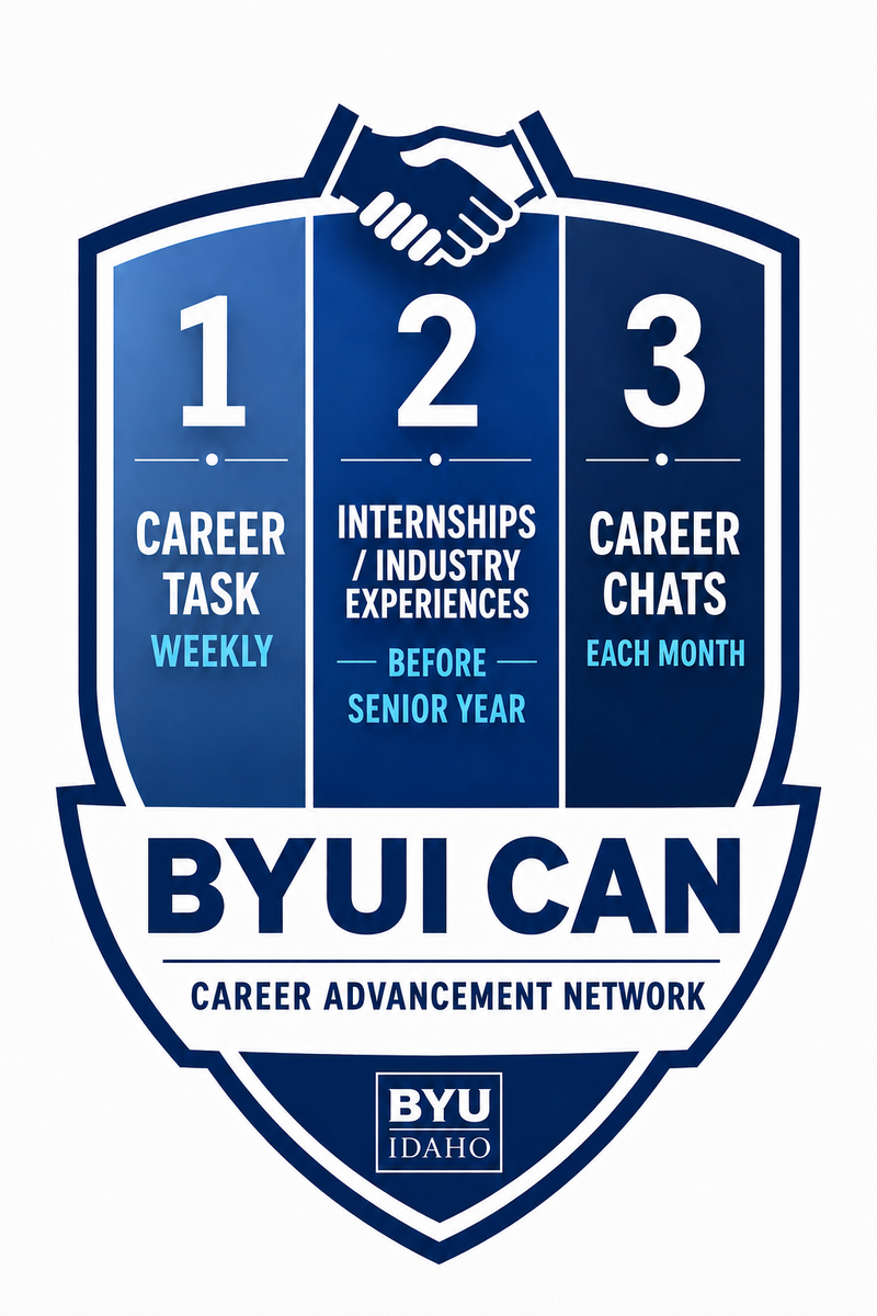 BYUI CAN — 1 Career Task weekly, 2 Internships before senior year, 3 Career Chats monthly